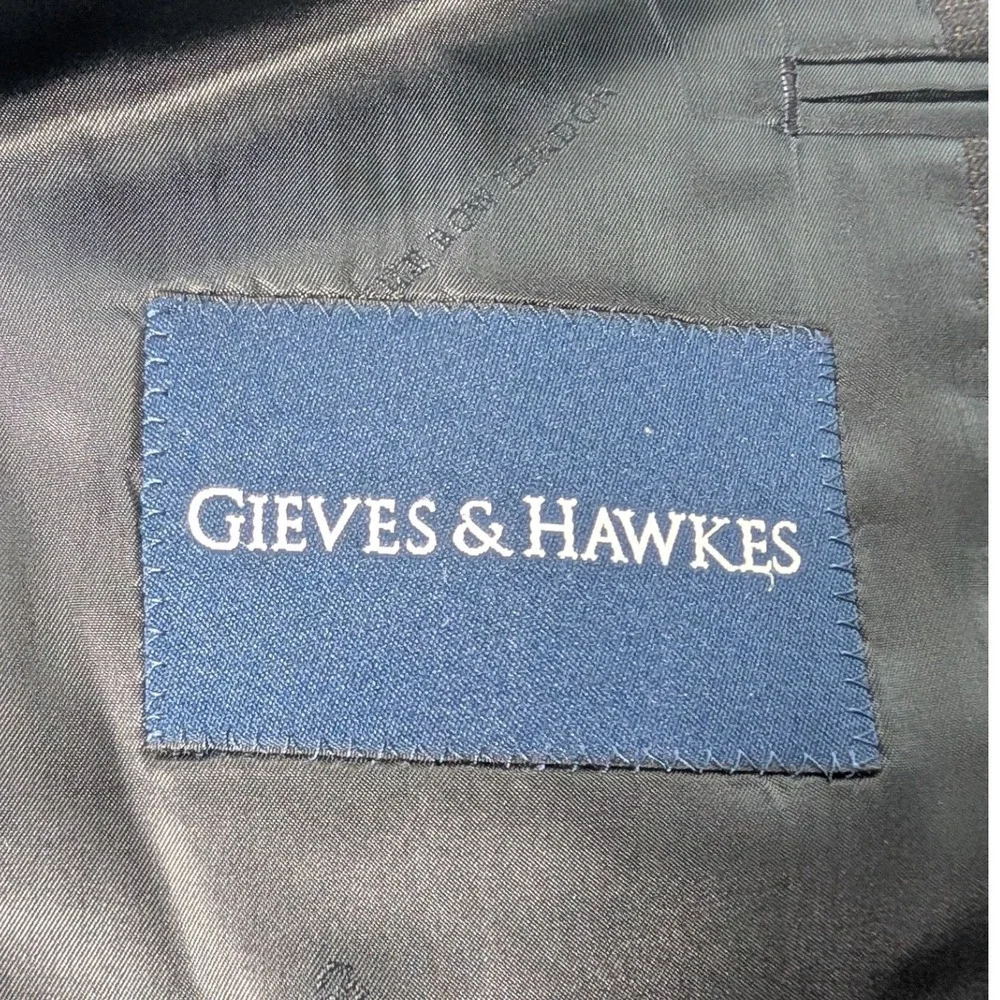 Gieves & Hawkes Blazer Men 38R Gray Wool Cashmere 3-Button Sport Coat Savile Row